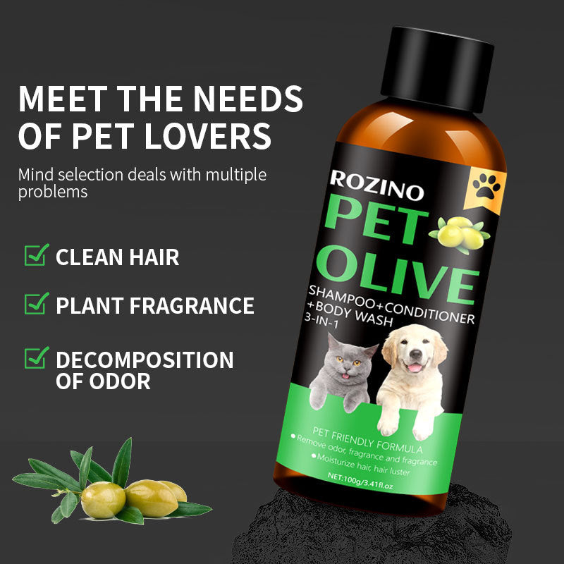 Pet Cat Dog Olive Deodorant Mite Removal Lasting Fragrance Three-in-one Shampoo