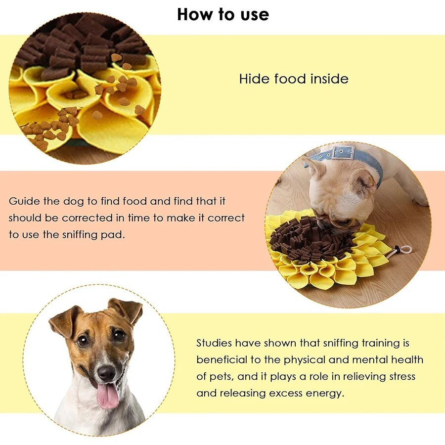 Sunflower Dog Snuffle Mat – Non Slip Slow Feeding Nosework Pad