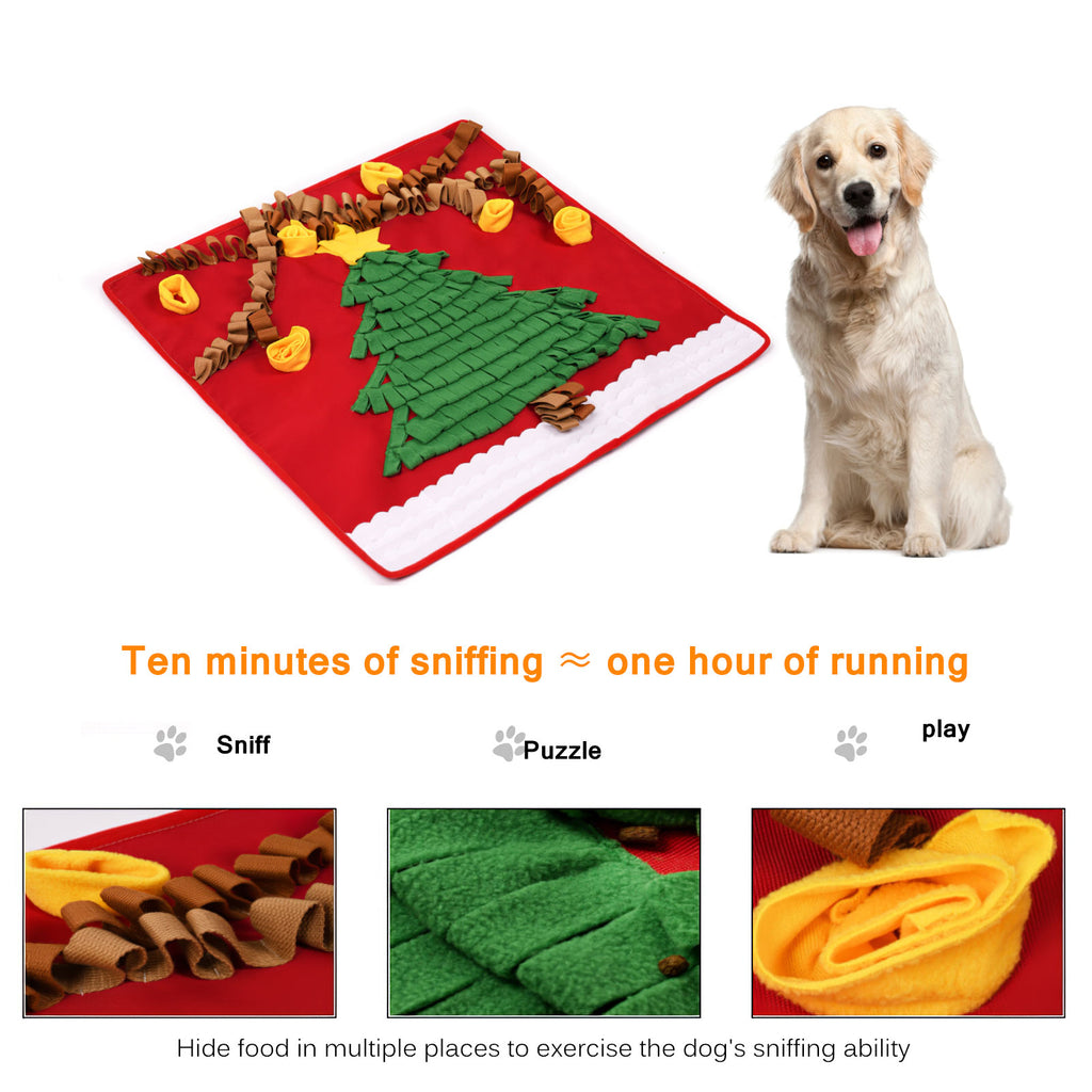 Washable Dog Snuffle Mat – Christmas Tree Nosework Slow Feeding Pad