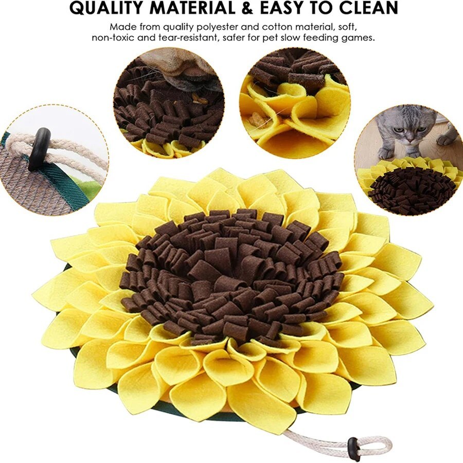 Sunflower Dog Snuffle Mat – Non Slip Slow Feeding Nosework Pad