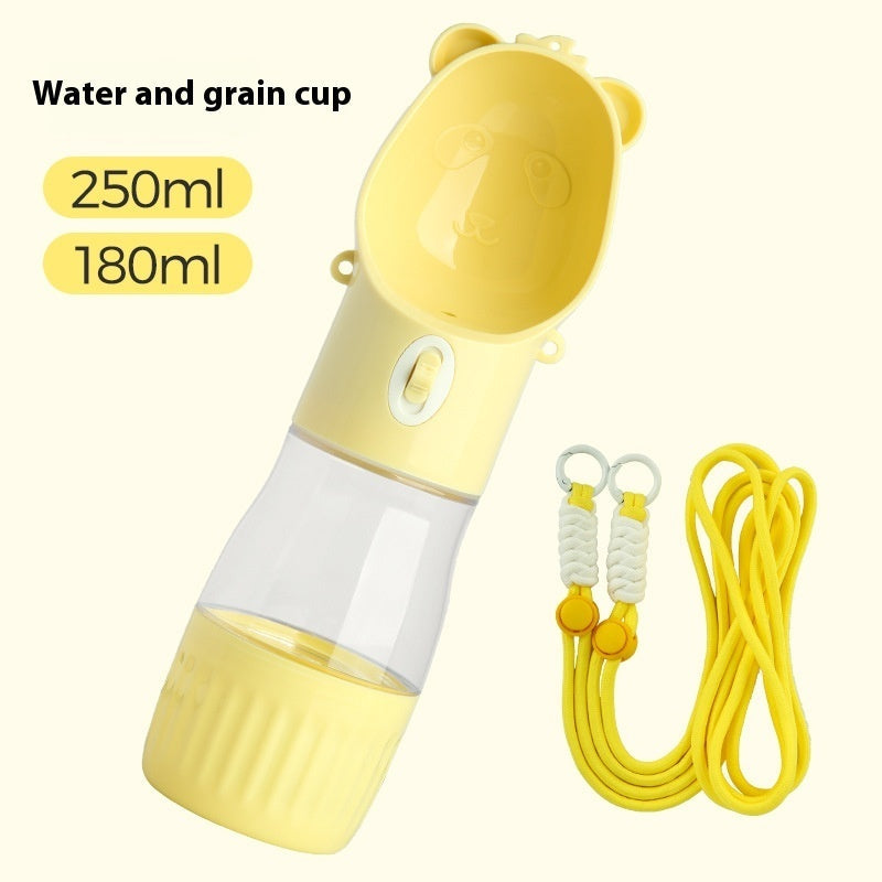 2-in-1 Dogs Water Bottle & Food Dispenser – One-Handed Operation Leak-Proof Travel Bowl for Thirsty Pups