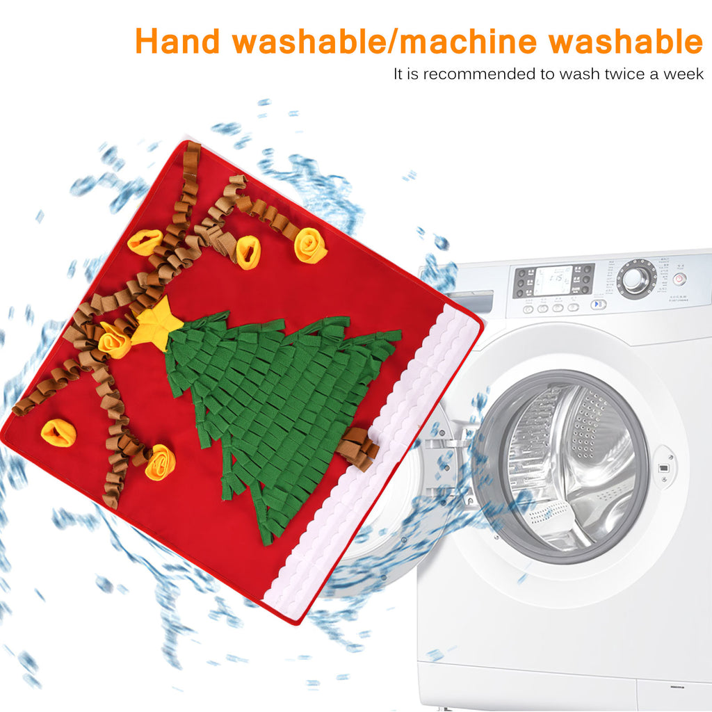 Washable Dog Snuffle Mat – Christmas Tree Nosework Slow Feeding Pad