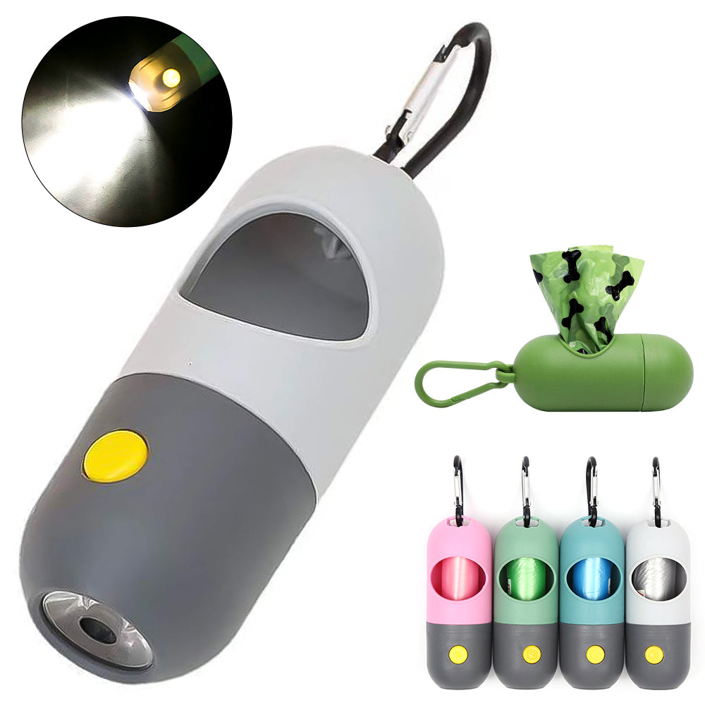 LED Light Pet Waste Bag Dispenser - Night Safety Dog Poop Bag Holder