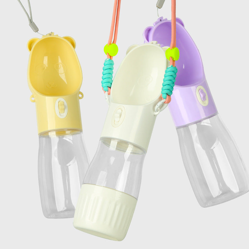 2-in-1 Dogs Water Bottle & Food Dispenser – One-Handed Operation Leak-Proof Travel Bowl for Thirsty Pups