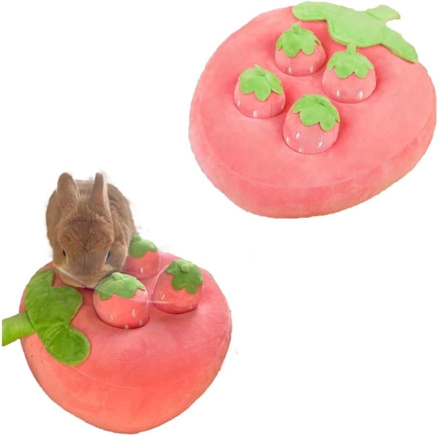 Cute Plush Strawberry Snuffle Mat – Interactive Feeding Toy for Pets